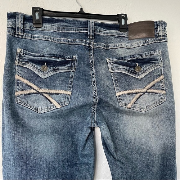 TK Axel‎ Mens Slim Boot Cut Jeans Size 38 x 30 Blue Button Flap Pockets - Picture 5 of 12